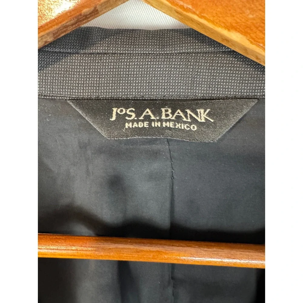 Jos A Bank Mens Wool Suit Jacket Blazer Charcoal Grey Three Button Made in Italy